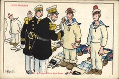 CPA Marins Illustrateur Gervese Bateau Guerre L'inspection des sacs