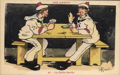 VINTAGE POSTCARD Marine Illustrator Gervese Boat War the Charts small portion