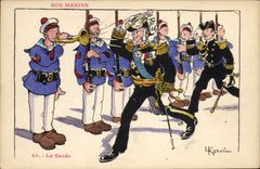 CPA Marins Illustrateur Gervese Bateau Guerre La garde