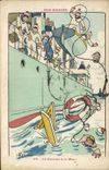 CPA Marins Illustrateur Gervese Bateau Guerre Un homme a la mer !