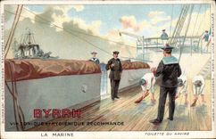 CPA Marins Byrrh Vin tonique et hygienique recommande La marine Toilette du navire 
