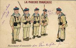 VINTAGE POSTCARD Marine French Navy overall Movement