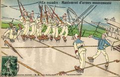 CPA Marins En escadre Maniement d'armes mouvemente