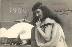 CPA Fantaisie Femme Train