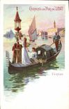 VINTAGE POSTCARD Train Railroads Is Venice gondole