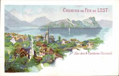 CPA Train Chemins de fer de l'Est Lac des 4 cantons Suisse