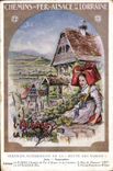 CPA Train Chemins de fer d'Alsace et de Lorraine Alsace Folklore 