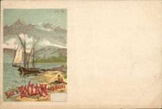 VINTAGE POSTCARD Bay of Evian les Bains Boat