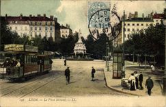 CPA Tramway Lyon La place Morand 