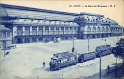 CPA Tramway Lyon La gare des Brotteaux 