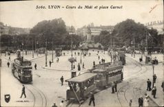 Curso de Lyon de la tranvía de la POSTAL de la VENDIMIA del lugar del sur y de Carnot