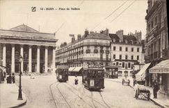 CPA Tramway Dijon Place du Theatre Bruant 