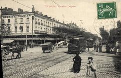 VINTAGE POSTCARD Tram Toulouse Crossroads Lafayette Albrighi Glacier