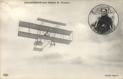 CPA Avion Aviation Legagneux sur biplan H Farman