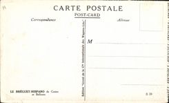 VINTAGE POSTCARD Plane Aviation Breguet Hispano de Costes and Bellonte