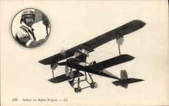 CPA Avion Aviation Bathiat sur biplan Breguet 