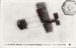 CPA Avion Aviation De rue Capitaine Ferber sur biplan Voisin a Reims 29 aout 1909