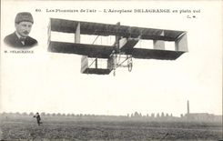 VINTAGE POSTCARD Plane Aviation Delagrange Airplane in full flight