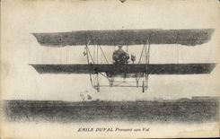 VINTAGE POSTCARD Plane Aviation Emile Duval taking his flight