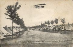 VINTAGE POSTCARD Plane Aviation air Flotilla of the Camp of Mailly Officer aviator leaving in recognition on Farman biplane