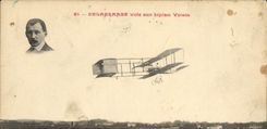 CPA Avion Aviation Delagrange vole sur biplan Voisin 