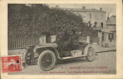 VINTAGE POSTCARD Automobile Hours on car Continental Labor Tires Raid Paris Marseilles