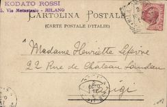 CPA Automobile Raid Pekin Paris Beijing Chine China Kodato Rossi Via Metastasio Milano