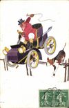 VINTAGE POSTCARD Automobile Dog
