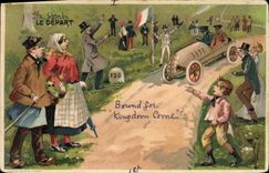 CPA Fantaisie Automobile Enfant Le depart