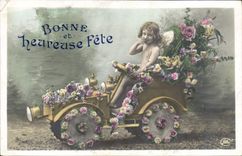 CPA Fantaisie Automobile Enfant Bebe