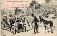 CPA Automobile Aneries morvandelles Renfort inattendu Ane Mule 