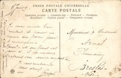 CPA Fantaisie Automobile Cheval Attelage