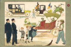 CPA Automobile Les gamins Gendarme 