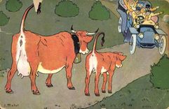 CPA Fantaisie Automobile Vaches 