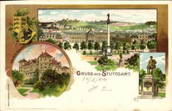 CPA Illustrateur Gruss aus Stuttgart