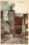 VINTAGE POSTCARD Illustrator Rothenburg Weisser Turm