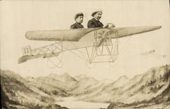 CPA Fantaisie Avion Aviation Homme Femme