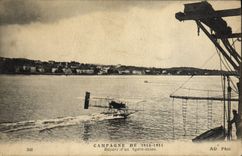 VINTAGE POSTCARD Plane Aviation Marketing year 1914 1915 Departure of a hydro plane Seaplane