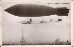 CPA Avion Aviation Dirigeable Zeppelin Ville de Paris Tour Eiffel