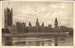 POSTAL Londres de la VENDIMIA las casas del parlamento