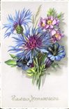 VINTAGE POSTCARD Happy Annurerraire Flowers
