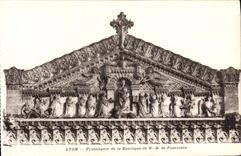 Frontispiece de Lyon de la POSTAL de la VENDIMIA de la basílica del Nd de Fourviere