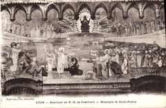 Basílica de Lyon de la POSTAL de la VENDIMIA del mosaico Notre Dame de Fourviere de Pothin Saint