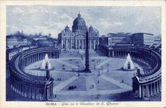 Plaza E Basilica di S Pedro de Roma de la POSTAL de la VENDIMIA