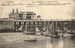 VINTAGE POSTCARD Normandy Treport the Casino And the Pier Boats