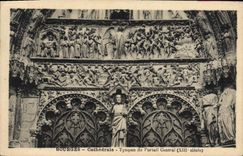 Tímpano de la catedral de Bourges de la POSTAL de la VENDIMIA de la puerta central