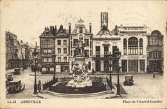 VINTAGE POSTCARD Abbeville Places De I' Admiral Courbet