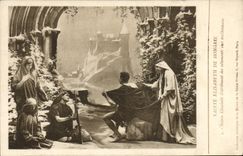 VINTAGE POSTCARD Sainte Elisabeth Of Hungary distributing of clothing to the unhappy one
