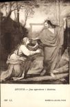 VINTAGE POSTCARD Lesueur Jesus Appearing has Madeleine Paris Musee of Louvre