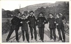 VINTAGE POSTCARD Boat life of the Merry sailor persons on leave